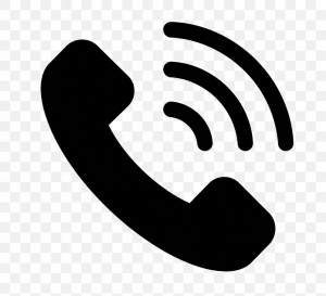 Telephone receiver icon with curved signal lines indicating a call action